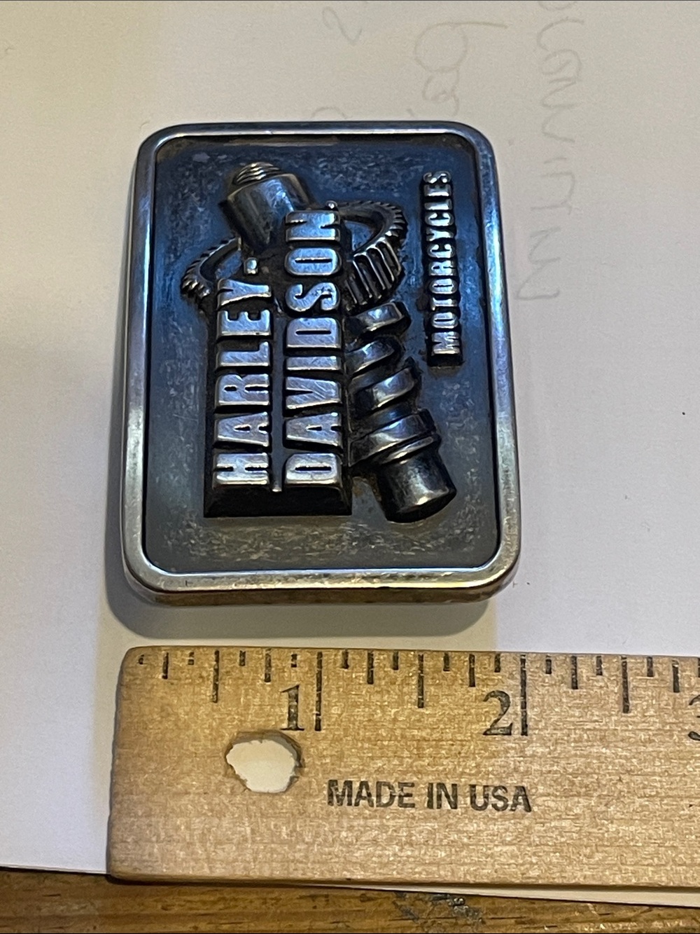 Harley-Davidson Rectangular Metallic Silver & Black Gear Emblem Belt Buckle ‘15 - Picture 6 of 6